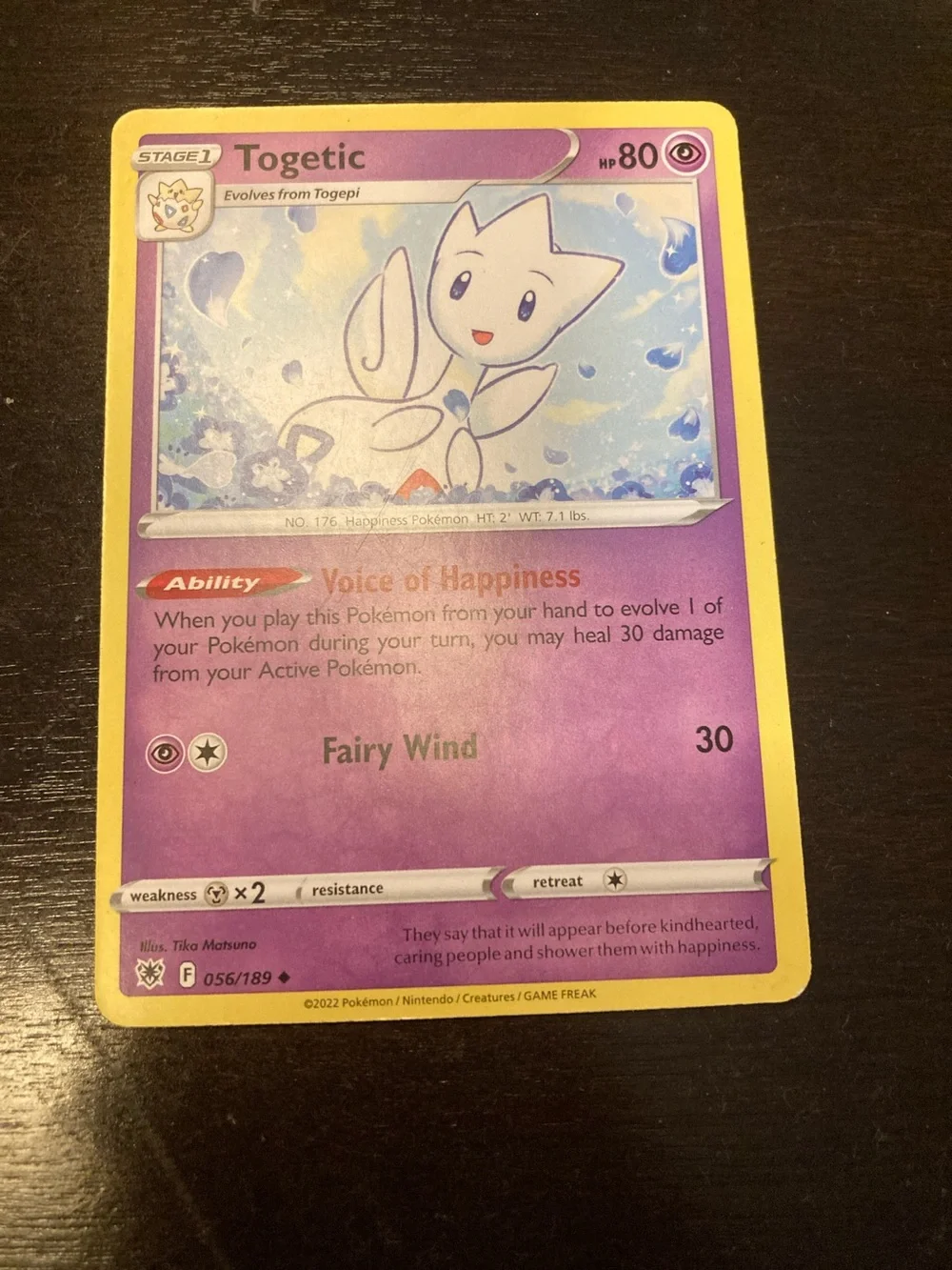 Pokemon Togetic Trading Card - Purple & Yellow